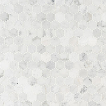 MSI SMOT-CAR-2HEXH 12" x 12" Hexagon Geometric Mosaic Wall Tile - - Carrara