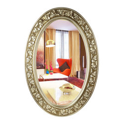 Oval Bathroom Mirrors With Carved Flower - Bathroom Mirrors