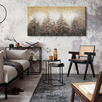 Handpainted morning forest scene with mist "Morning in the Forest"