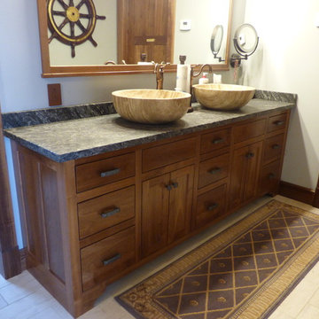Black Walnut Master Bathroom Vanity and Mirror Frame