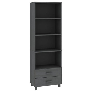 vidaXL Cabinet Bookshelf Entryway Cabinet HAMAR Dark Gray Solid Wood Pine