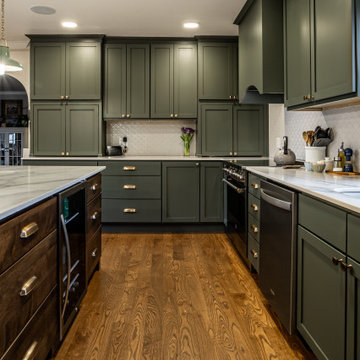 Whimsical Green Kitchen & Living Room Renovation