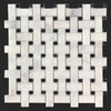 12"x12" Bianco Carrara Polished Marble Basket weave With Nero Marquina Dots