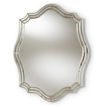 Baxton Studio Isidora Art Deco Antique Silver Accent Wall Mirror