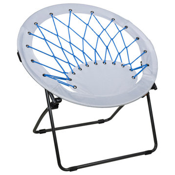 Zenithen Indoor Bungee Round Folding Dish Saucer Chair For Bedroom, Cobalt Blue