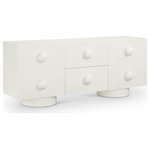 Meridian Furniture - Bubble Wood Sideboard/Buffet, Cream - Organization takes a stylish turn when you add this Bubble cream rubberwood with oak veneer sideboard/buffet to your dining room. Simplicity takes center stage with this handsome buffet that features two roomy drawers and two doors with hidden shelving for holding linens, napkins, serving ware and more. Its rich cream finish and oak veneer construction ensure it's beautiful from all angles, making it a fit in nearly any decorative setting.