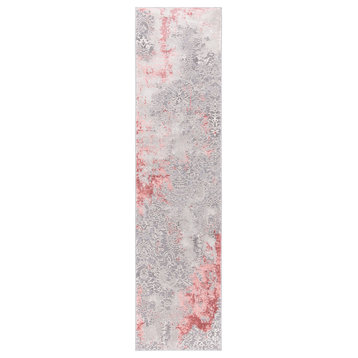 Safavieh Meadow Collection MDW573G Rug, Light Grey/Pink, 2' x 13'