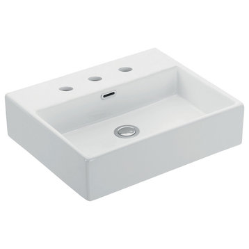 Quattro 50.03 Bathroom Sink With 3 Faucet Holes, Gloss White