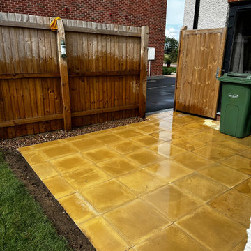 Sandstone Hardstanding Laid for Bins and Side Access
