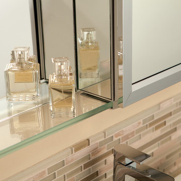 GlassCrafters' Center Mirror Glass Shelf with Trinity - Framed Mirrored Cabinets