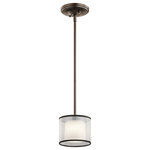Kichler Lighting - Kichler Lighting 43152MIZ Tallie - One Light Mini Pendant - Canopy Included: TRUE  Shade Included: TRUE  Canopy Diameter: 5.75Tallie One Light Mini Pendant Mission Bronze Satin Etched White Glass Light Umber Translucent Organza Shade *UL Approved: YES *Energy Star Qualified: n/a  *ADA Certified: n/a  *Number of Lights: Lamp: 1-*Wattage:50w G9 bulb(s) *Bulb Included:Yes *Bulb Type:G9 *Finish Type:Mission Bronze