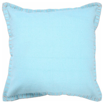 20" X 20" Light Blue 100% Cotton Zippered Pillow