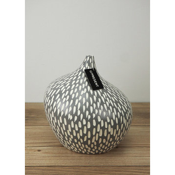 Dame Ceramic Vases, Dash Gray, 8.6"