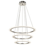 elan - elan Hyvo 3-LT LED Chandelier/Pendant 83669 - Brushed Nickel - Hyvo creates a fluid and artistic style - like acrobatic rings in motion. Choose from a configuration that works for your space and let the light radiate from the Etched White Acrylic diffuser rims for a striking look.