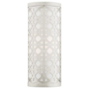 1 Light New Traditional Steel ADA Wall Mount Off-White Fabric Shade-12.5 Inches