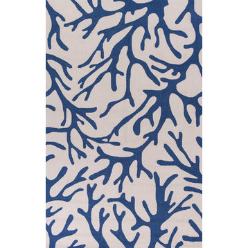 Sonesta 2037 Ivory and Blue Coral Rug, 20"x30"