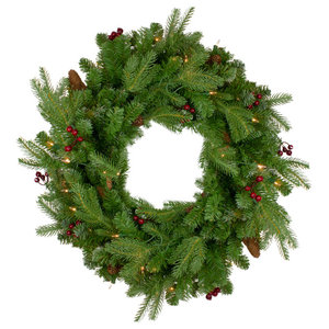 22 Vickerman E151322 Prickly Pine Wreath with Cones & 130 PE Tips
