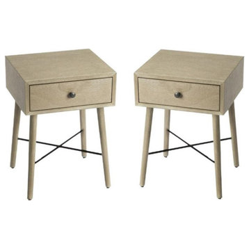 Home Square Bayur Wood Drawer Accent Table in Gray - Set of 2