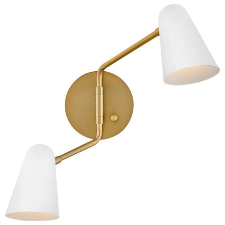 Lark Birdie Large Two Light Sconce, Lacquered Brass