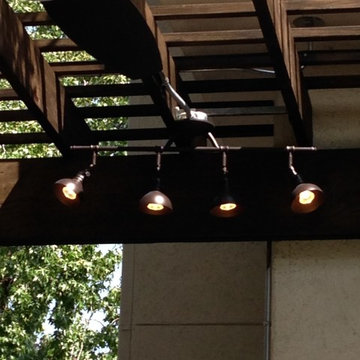 Houston Outdoor Kitchen With Pergola, Restoration Furniture & Lighting