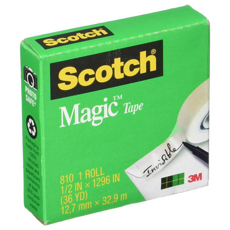 Scotch 810 Magic Transparent Tape, 1/2" x 36 Yards