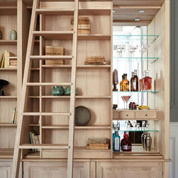 Composition Biblioth&egrave;que Modulable TV-Bar Coulissants Directoire Ch&ecirc;ne - Bookcases
