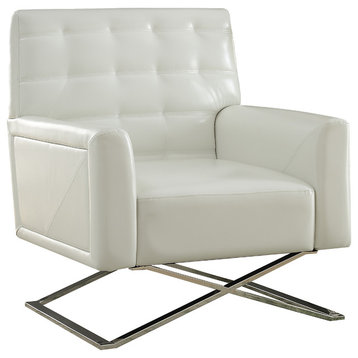 ACME Rosa White Accent Chair, Stainless Steel