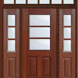 Prehung Sidelights-Transom Door 80 Fiberglass 1/2 Lite 3 Lite - Front Doors