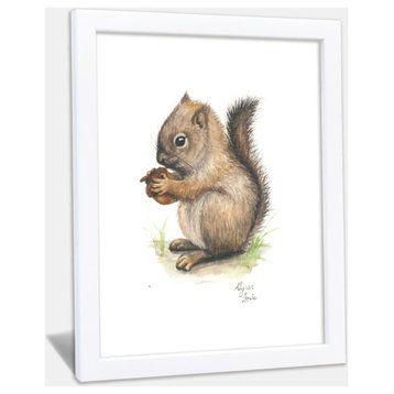 "Woodland Tinies" Squirrel Individual Framed Print, White, 16"x20"