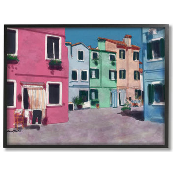 Colorful Town Landscape Painting, 16"x20"
