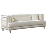 Meridian Furniture USA - Lucas Velvet Upholstered Sofa, Cream - The Lucas Collection by Meridian Furniture. Features beautifully tufted velvet upholstery with a custom nail head design and clear acrylic legs. This collection is guaranteed to be the highlight of any home.
