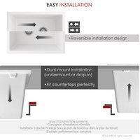 25 inch Dual Mount Single Bowl White Granite Laundry Sink S-825H