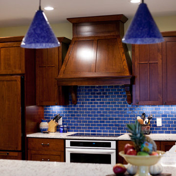 Bold Blue Subway Tile Kitchen