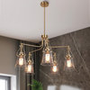LNC 5-Light Polished Gold Large Linear Modern/Contemporary LED Indoor Chandelier