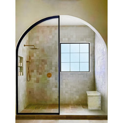 DOCCIA: STEEL METAL SHOWER DOOR WITH SINGLE TEMPERED CLEAR GLASS - Interior Doors