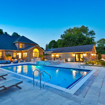 Prospect Heights Outdoor Living Project with Swimming Pool and Hot Tub
