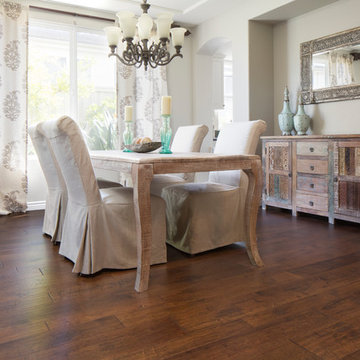 Maple, Rustic Charm. Hand scraped, Random 4”, 6”, and 8” Width, Hardwood Floor.