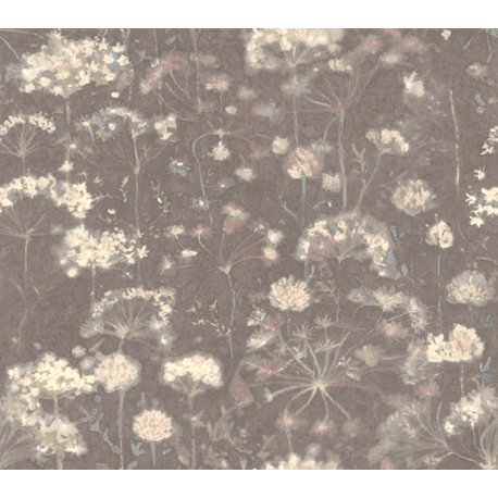 Dark Gray Botanical Fantasy Wallpaper