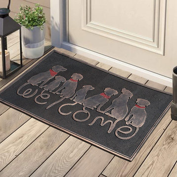 A1HC Designer "Welcome" Rubber Doormat, Dog Tail Welcome