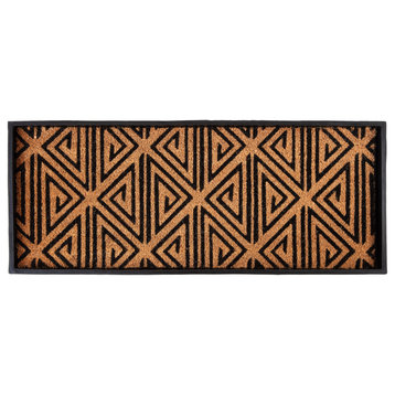 34.5"x14"x1.5" Rubber Boot Tray With Tan/Black Tribal Coir Insert