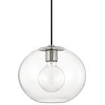 Hudson Valley Lighting - Margot 1-Light Large Pendant, Polished Nickel - Though it comes in a variety of forms, one thing stays the same about Margot: Its transparent glass shade is not a perfect circle, and the pretty Bulbs (Not Included) underneath it is, making for a contrast both elegant and subtle.