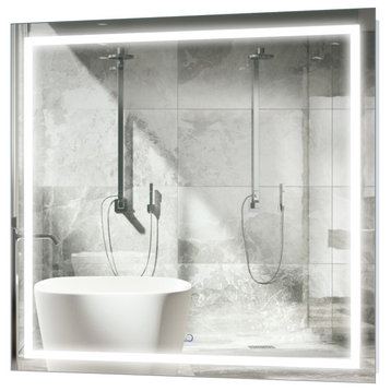 Krugg LED Bathroom Mirror, Lighted Vanity Mirror Dimmer and Defogger, 42x42