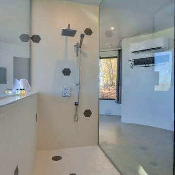 Round Open Space Pod Shower by Lofty Pods #prefabhomes