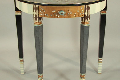 Demi-Lune Hall Table - Handpainted by Suzanne Fitch