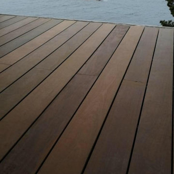Réalisation d'une terrasse en bois Ipé vue mer