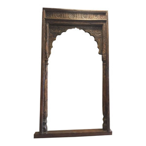 Mogulinterior - Consigned Arch Hand-Carved Headboard Welcome Gate - Wall Accents