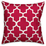 DDCG - Pink Quatrefoil 18"x18" Outdoor Throw Pillow - Spruce up your outdoor space with the Pink Quatrefoil  Outdoor Pillow. These outdoor pillows are water, stain and mildew resistant and can be used in either an indoor or outdoor setting.  Featuring a unique design, this accent pillow will make a perfect addition to your porch, patio or space.
