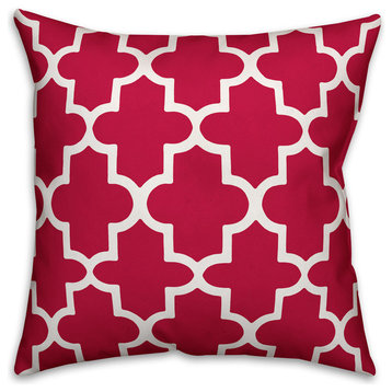 Pink Quatrefoil 18"x18" Outdoor Throw Pillow
