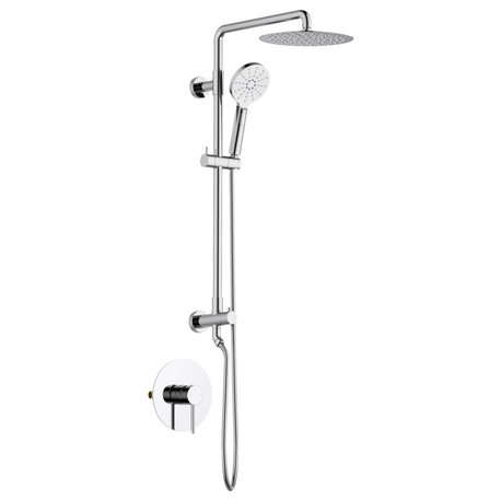 Circular 2-Function Shower Column, Rough, Valve, Chrome