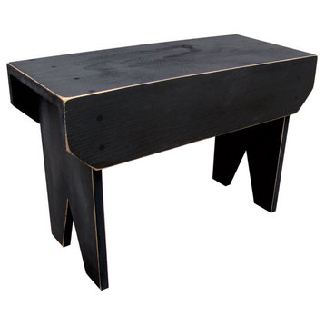 Simple Wood Bench, Old Black